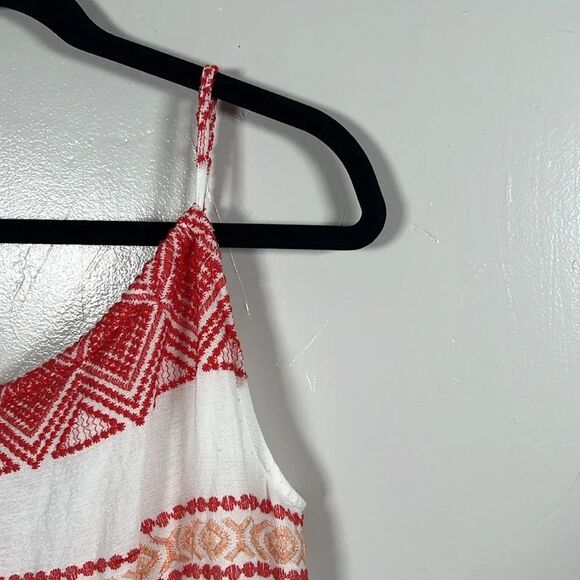 PPLA Adalia Tank Shirt Top White with Red and Peach Embroidery Lined Size Large - Picture 6 of 16